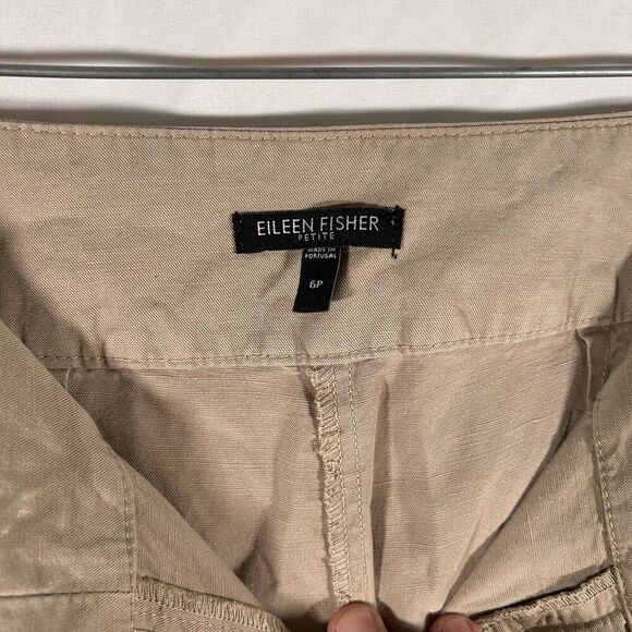 Eileen Fisher Linen Blend Pants Women's 6P Petite Single Pocket Mid Rise Light - Picture 5 of 9
